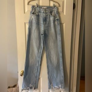 Zara Wide Leg Jean, Lightly Distressed, Size 4
